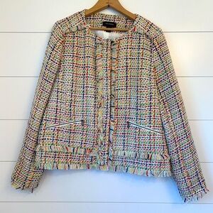 Halogen Rainbow Tweed Zip Up Jacket. Size l